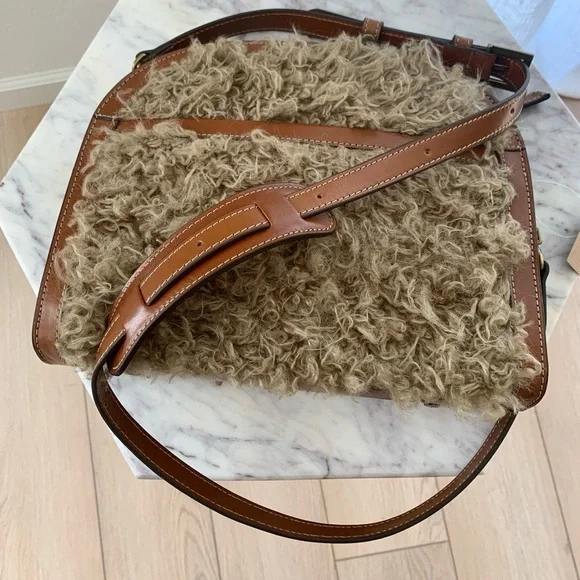 Eric Javits Baa Dome Faux Fur Crossbody Bag in Camel - Picture 7 of 16